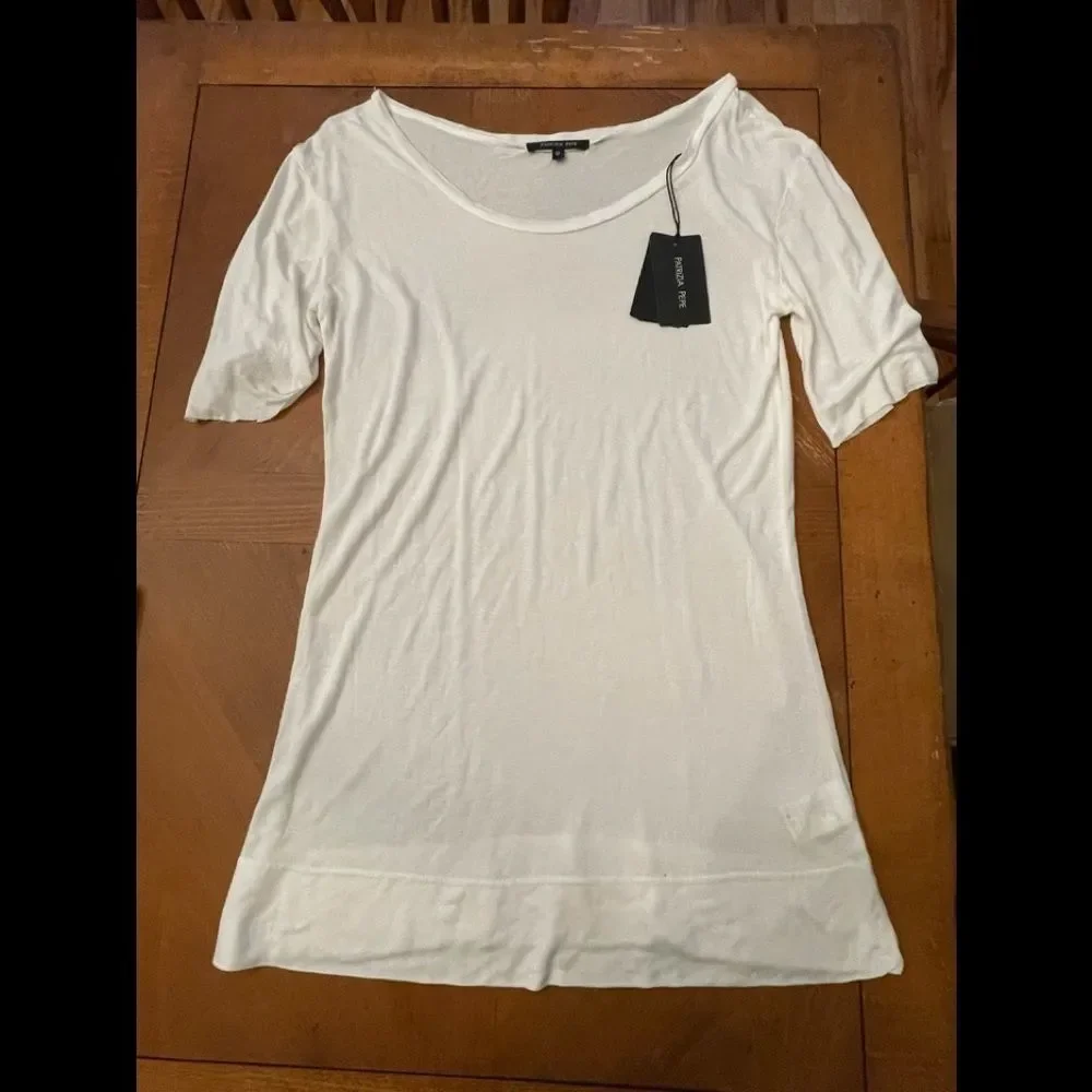 NWT Patrizia Pepe Super Soft Viscose White Tee Shirt Size U - Picture 5 of 10